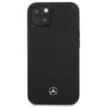 Mercedes MEHCP13MDELBK Black Leather Perforated Kryt iPhone 13