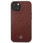 Mercedes MEHCP13MPSQRE Red Leather Stars Pattern Kryt iPhone 13