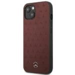 Mercedes MEHCP13SPSQRE Red Leather Stars Pattern Kryt iPhone 13 Mini