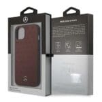 Mercedes MEHCP13SPSQRE Red Leather Stars Pattern Kryt iPhone 13 Mini