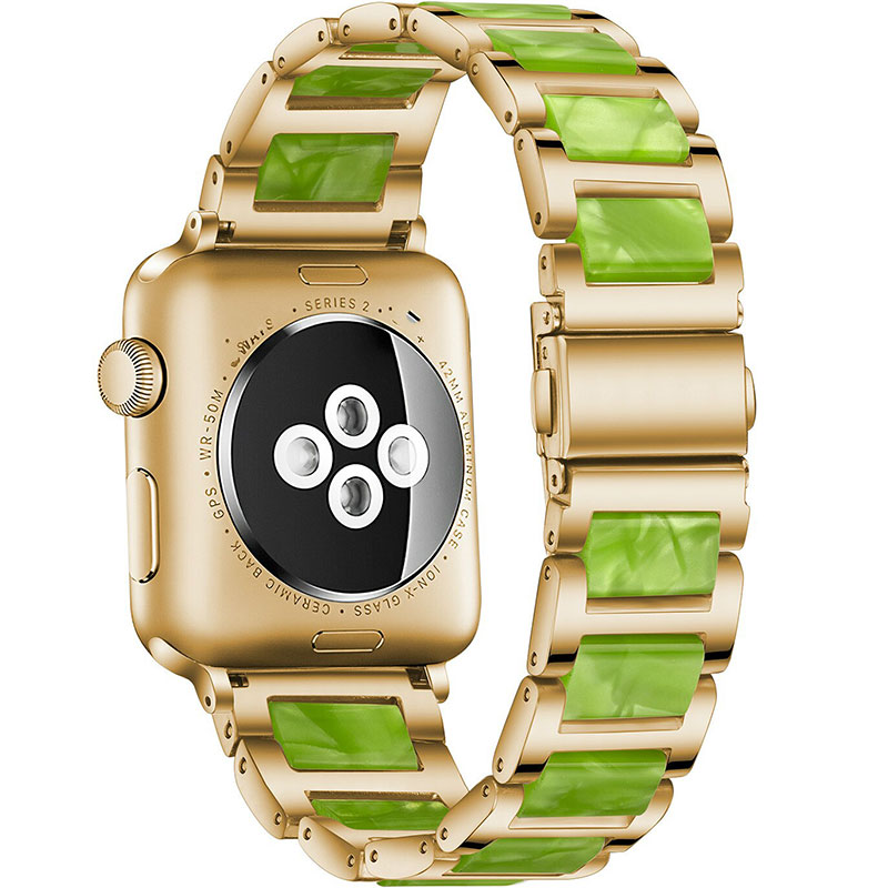Metal Resin Náramek Apple Watch 41/40/38mm Gold Green