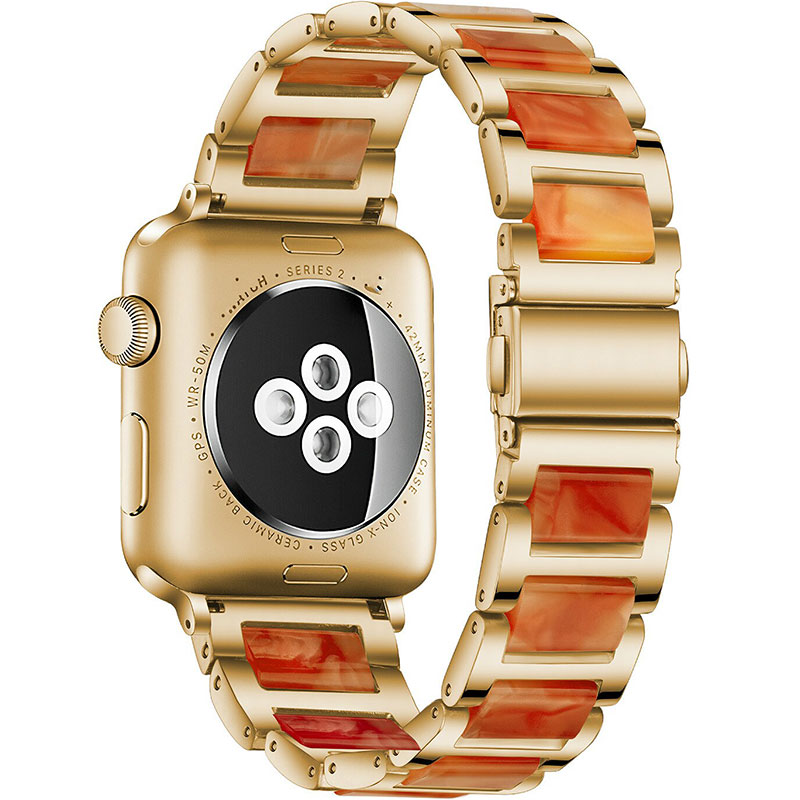 Metal Resin Náramek Apple Watch 41/40/38mm Gold Orange
