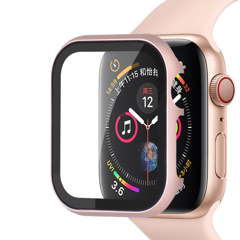 Metalish Kryt s Ochranným Sklem pro Apple Watch Rose Pink