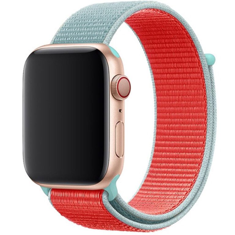 Nylonový Řemínek Apple Watch SE/11/10/9/8/7/6/5/4/3/Ultra 1/2/3 (44/45/46/49mm) Light Blue Red