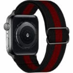 Scrunchie Řemínek Apple Watch SE/11/10/9/8/7/6/5/4/3 (42/41/40/38mm) Black Strip Red
