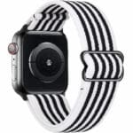 Scrunchie Řemínek Apple Watch SE/11/10/9/8/7/6/5/4/3 (42/41/40/38mm) Stripe White Black