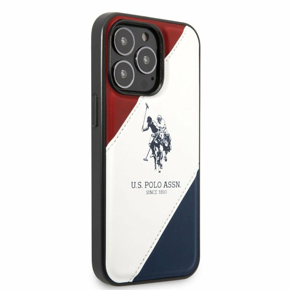 U.S. Polo PU Leather Double Horse Kryt iPhone 14 Pro Max Red/White/Navy