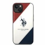 U.S. Polo PU Leather Double Horse Kryt iPhone 14 Red/White/Navy
