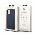 U.S. Polo PU Leather Stitched Lines Kryt iPhone 14 Navy