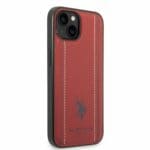 U.S. Polo PU Leather Stitched Lines Kryt iPhone 14 Plus Red