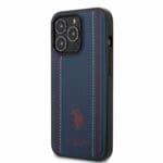U.S. Polo PU Leather Stitched Lines Kryt iPhone 14 Pro Max Navy