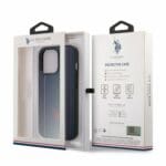 U.S. Polo PU Leather Stitched Lines Kryt iPhone 14 Pro Navy