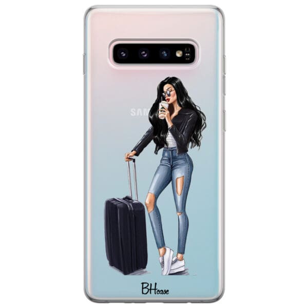 Woman Black Haired With Baggage Kryt Samsung S10
