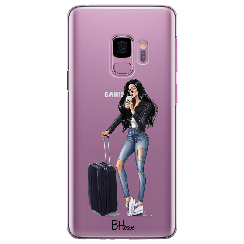 Woman Black Haired With Baggage Kryt Samsung S9