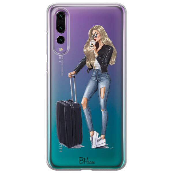 Woman Blonde With Baggage Kryt Huawei P20 Pro