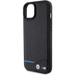 BMW BMHCP15M22NBCK Black Leather Carbon Kryt iPhone 15 Plus