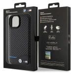 BMW BMHCP15S22NBCK Black Leather Carbon Kryt iPhone 15