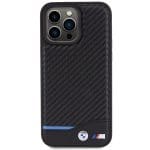 BMW BMHCP15X22NBCK Black Leather Carbon Kryt iPhone 15 Pro Max