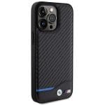 BMW BMHCP15X22NBCK Black Leather Carbon Kryt iPhone 15 Pro Max