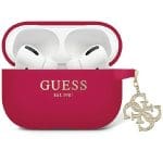 Guess GUAP2LECG4M Magenta Liquid Silicone Glitter Triangle Charm Kryt AirPods Pro 2