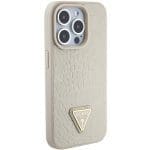Guess GUHCP15LPCRTHCD Gold Hardcase Croco Triangle Logo Kryt iPhone 15 Pro