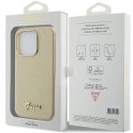 Guess GUHCP15LPGMCSD Light Gold Hardcase Glitter Glossy Script Kryt iPhone 15 Pro