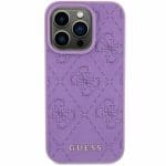 Guess GUHCP15SP4EPMU Light Purple Hardcase Leather 4G Stamped Kryt iPhone 15