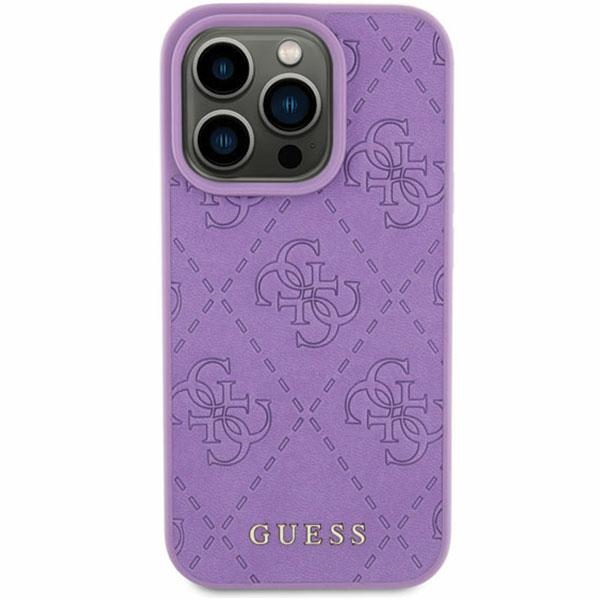 Guess GUHCP15SP4EPMU Light Purple Hardcase Leather 4G Stamped Kryt iPhone 15