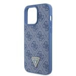 Guess GUHCP15XP4TDPB Blue Hardcase Leather 4G Triangle Strass Kryt iPhone 15 Pro Max