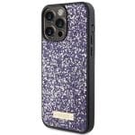 Guess GUHCP15XPFGSBSP Purple Hardcase Rhinestone Metal Logo Kryt iPhone 15 Pro Max