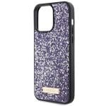 Guess GUHCP15XPFGSBSP Purple Hardcase Rhinestone Metal Logo Kryt iPhone 15 Pro Max
