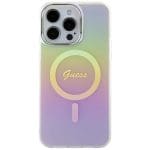 Guess GUHMP15LHITSP Pink Hardcase IML Iridescent MagSafe Kryt iPhone 15 Pro