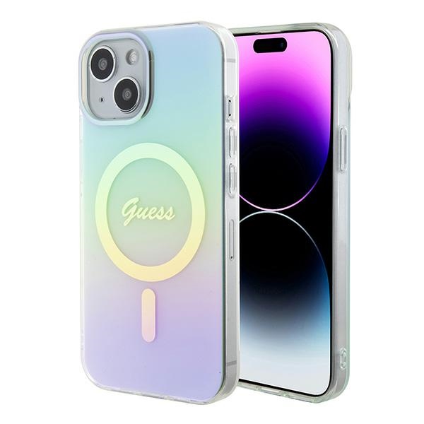 Guess GUHMP15SHITSQ Turquoise Hardcase IML Iridescent MagSafe Kryt iPhone 15