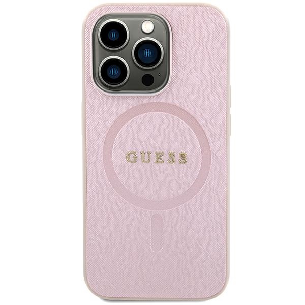 Guess GUHMP15SPSAHMCP Pink Hardcase Saffiano MagSafe Kryt iPhone 15