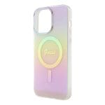 Guess GUHMP15XHITSP Pink Hardcase IML Iridescent MagSafe Kryt iPhone 15 Pro Max