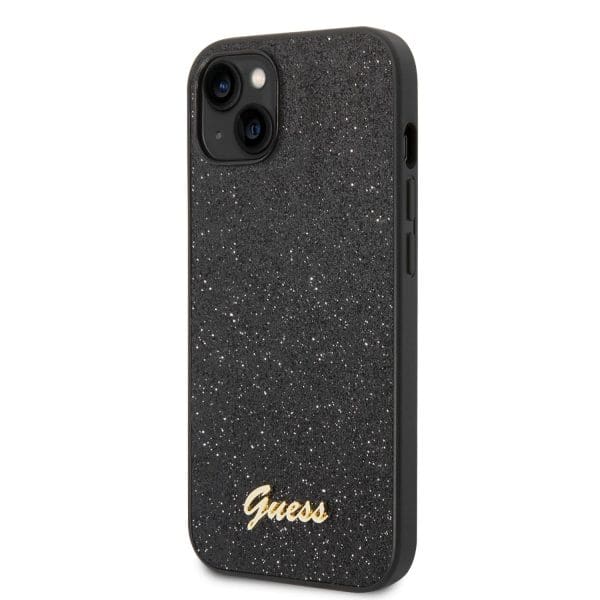 Guess PC/TPU Glitter Flakes Metal Logo Black Kryt iPhone 14