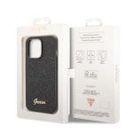 Guess PC/TPU Glitter Flakes Metal Logo Black Kryt iPhone 14 Pro Max