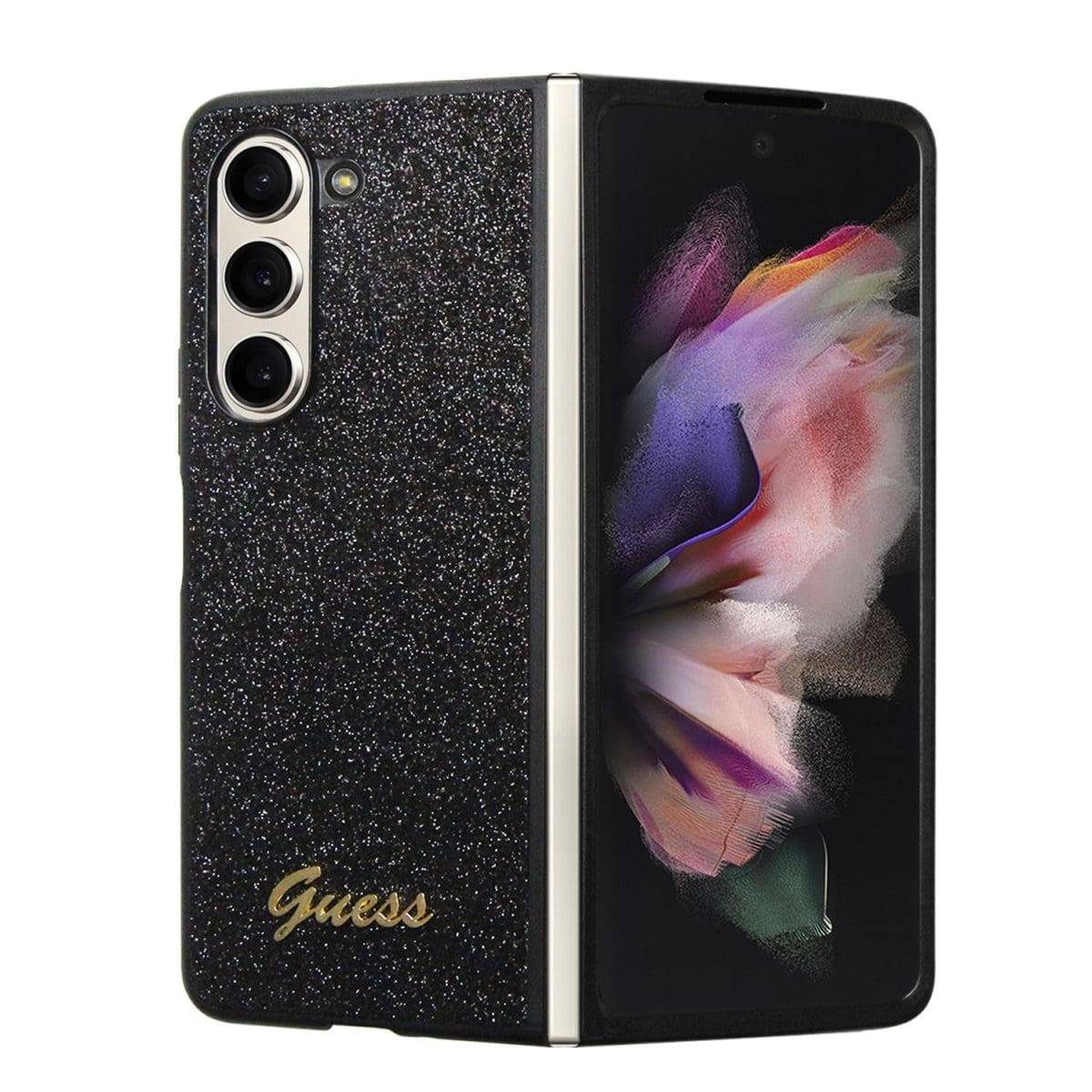 Guess PC/TPU Glitter Flakes Metal Logo Black Kryt Samsung Galaxy Z Fold 5