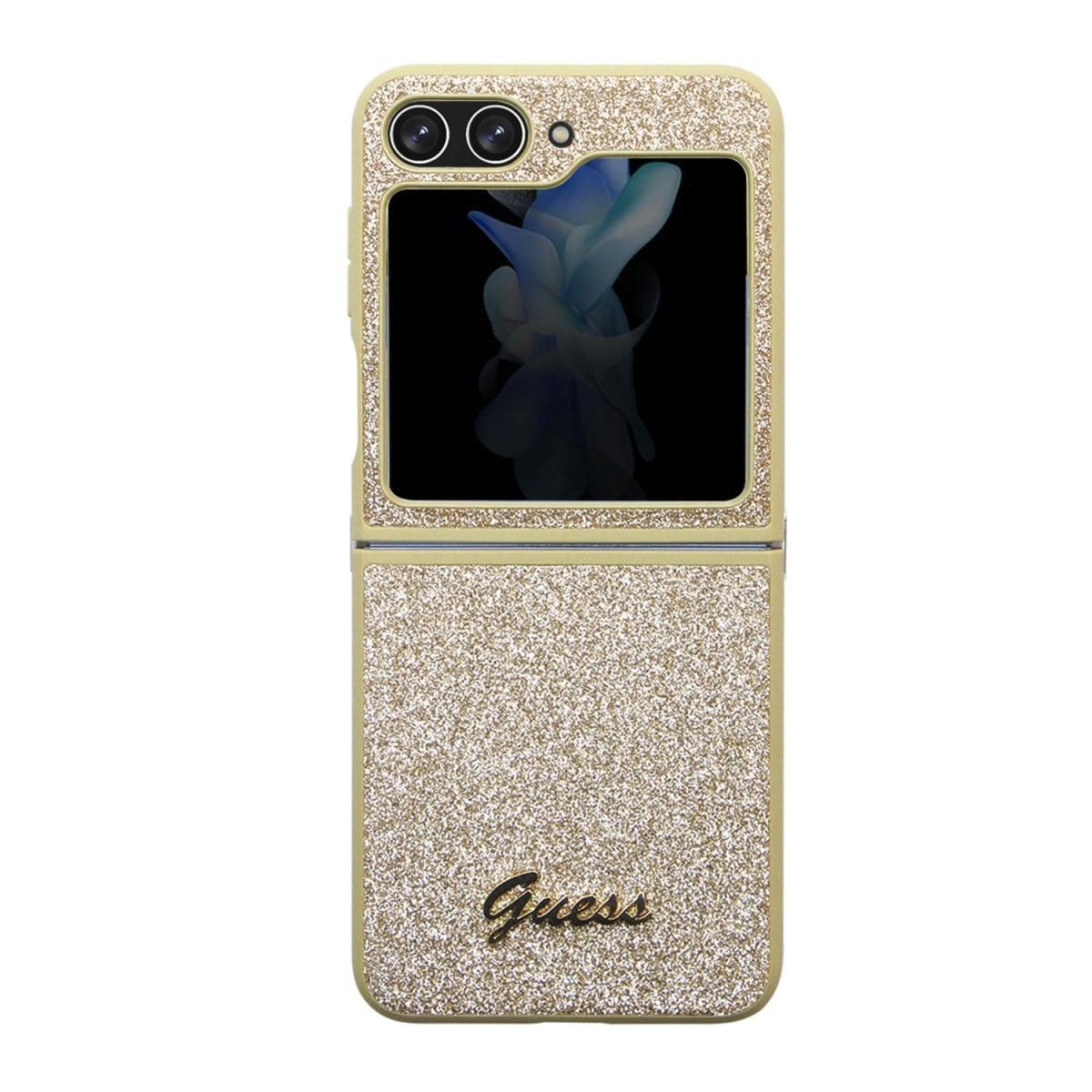 Guess PC/TPU Glitter Flakes Metal Logo Gold Kryt Samsung Galaxy Z Flip 5