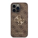 Guess PU 4G Metal Logo Brown Kryt iPhone 14 Pro Max