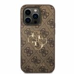 Guess PU 4G Metal Logo Brown Kryt iPhone 15 Pro Max