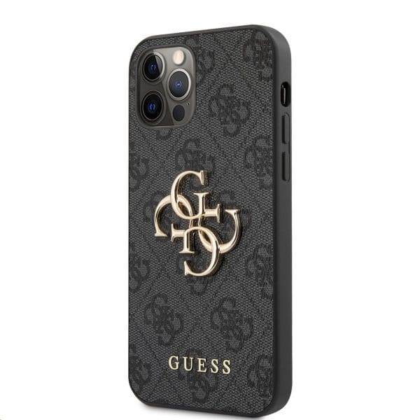 Guess PU 4G Metal Logo Grey Kryt iPhone 12/12 Pro