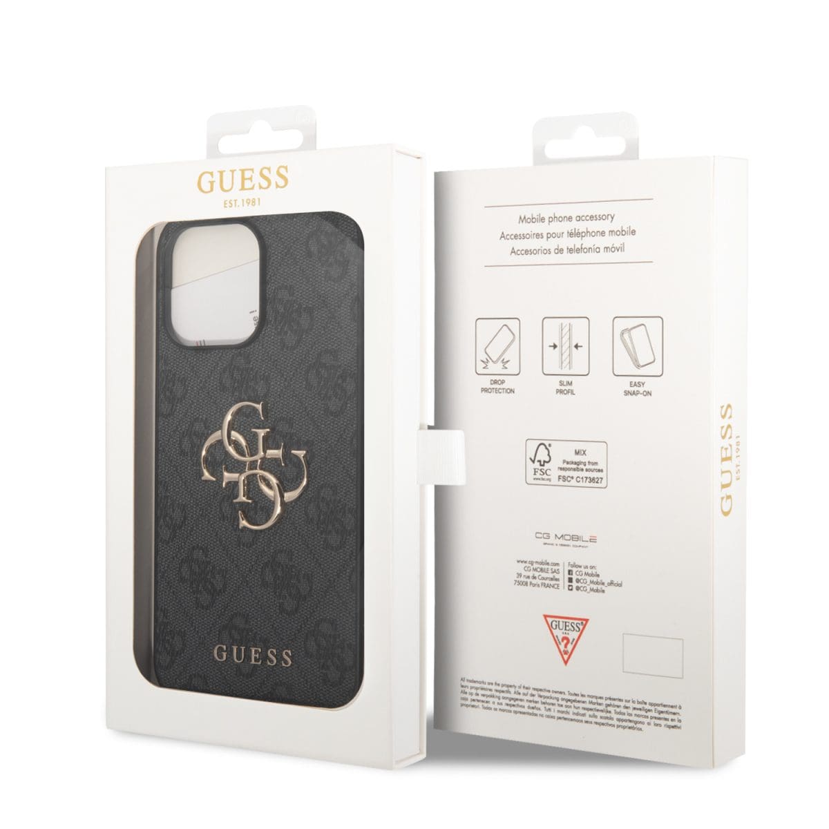 Guess PU 4G Metal Logo Grey Kryt iPhone 15 Pro Max