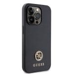 Guess PU 4G Strass Metal Logo Black Kryt iPhone 15 Pro