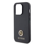 Guess PU 4G Strass Metal Logo Black Kryt iPhone 15 Pro