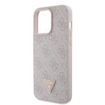 Guess PU 4G Strass Triangle Metal Logo Pink Kryt iPhone 15 Pro Max