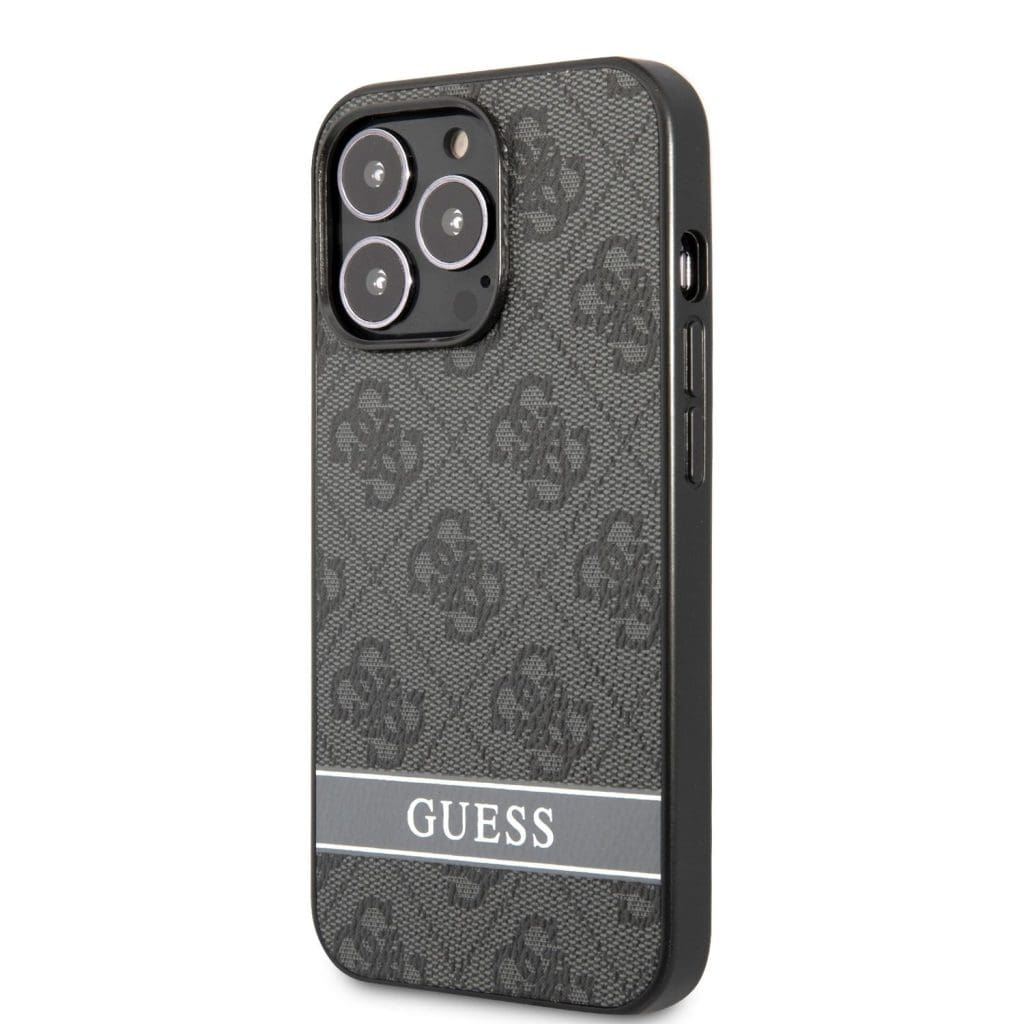 Guess PU 4G Stripe Grey Kryt iPhone 13 Pro