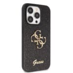 Guess PU Fixed Glitter 4G Metal Logo Black Kryt iPhone 15 Pro Max