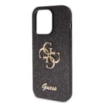 Guess PU Fixed Glitter 4G Metal Logo Black Kryt iPhone 15 Pro Max