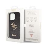 Guess PU Fixed Glitter 4G Metal Logo Black Kryt iPhone 15 Pro Max